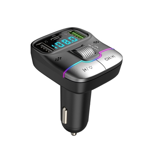 Автомобильный MP3-плеер BT5.3 FM-передатчик Беспроводной радиоадаптер Двойной USB + PD Автомобильные зарядные устройства Поддержка громкой связи USB-флеш-накопитель Отображение напряжения