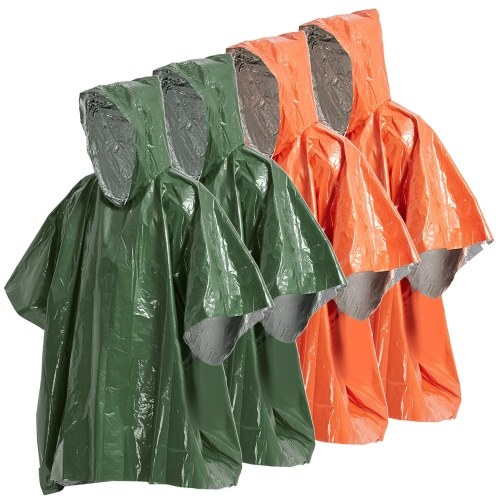 4 Pack Emergency Rain Poncho Тепловое пончо Погодозащитное снаряжение для выживания на открытом воздухе
